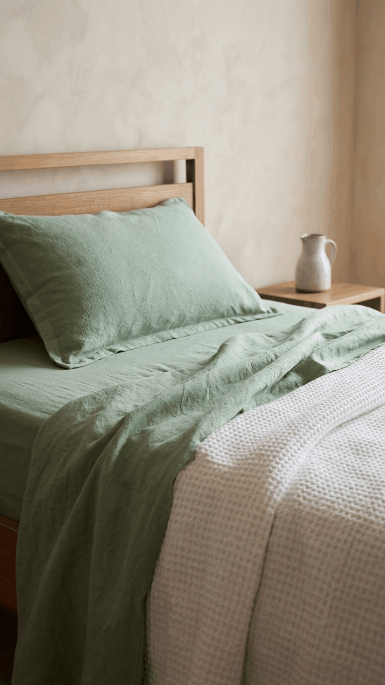 Colcha acolchoada em linho Pure Soft produzida em Portugal com instruções de lavagem detalhadas