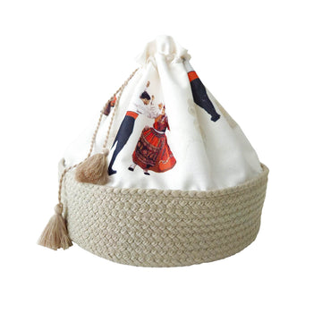 Handmade Cesto do Pão bread basket from Melânia Gomes collection with fiber and polyester blend, made in Portugal