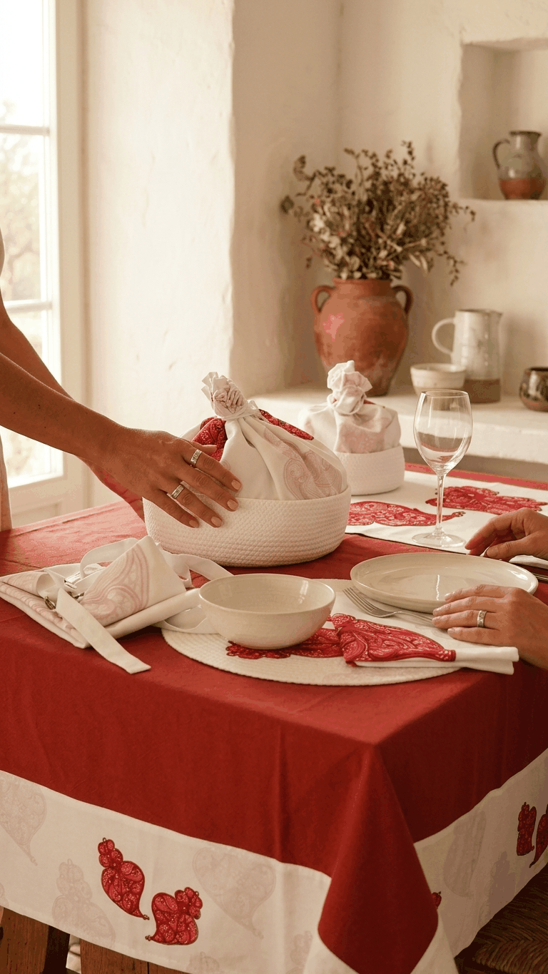 Toalha de mesa estampada Chieira em algodão e linho fabricada em Portugal