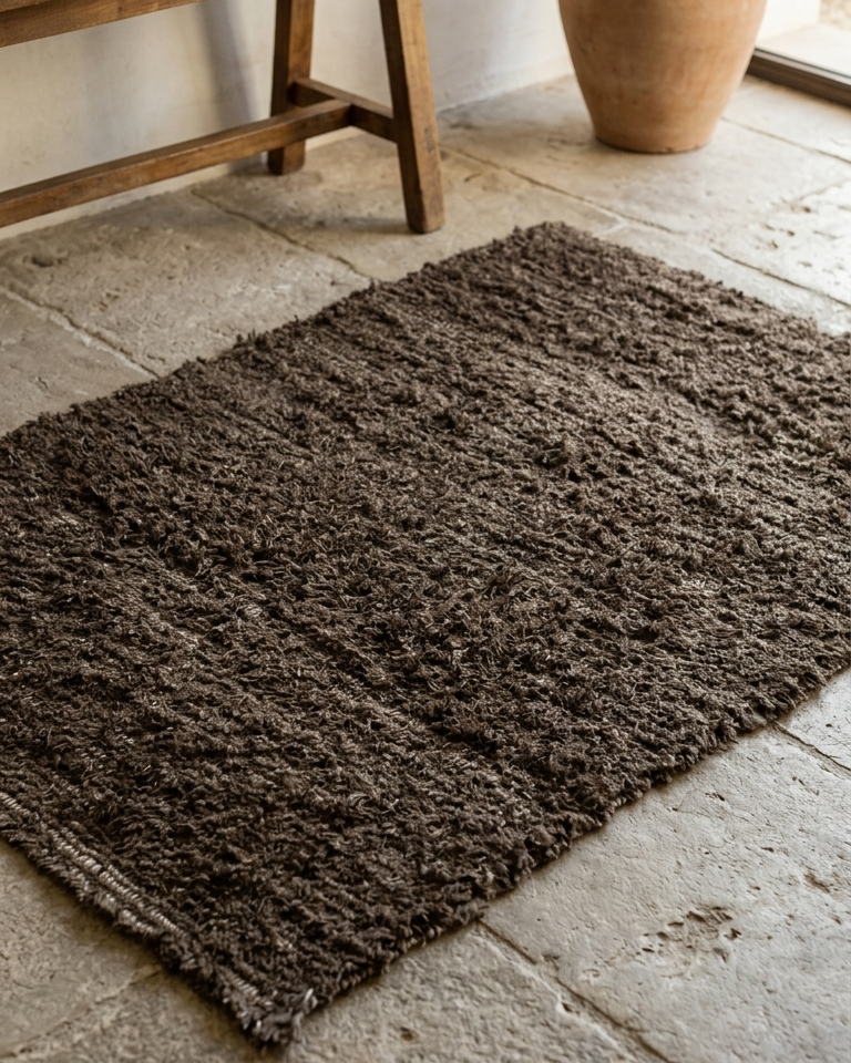 Tapete Mara Tingida em algodão 100% tecido artesanalmente em Portugal com design sustentável