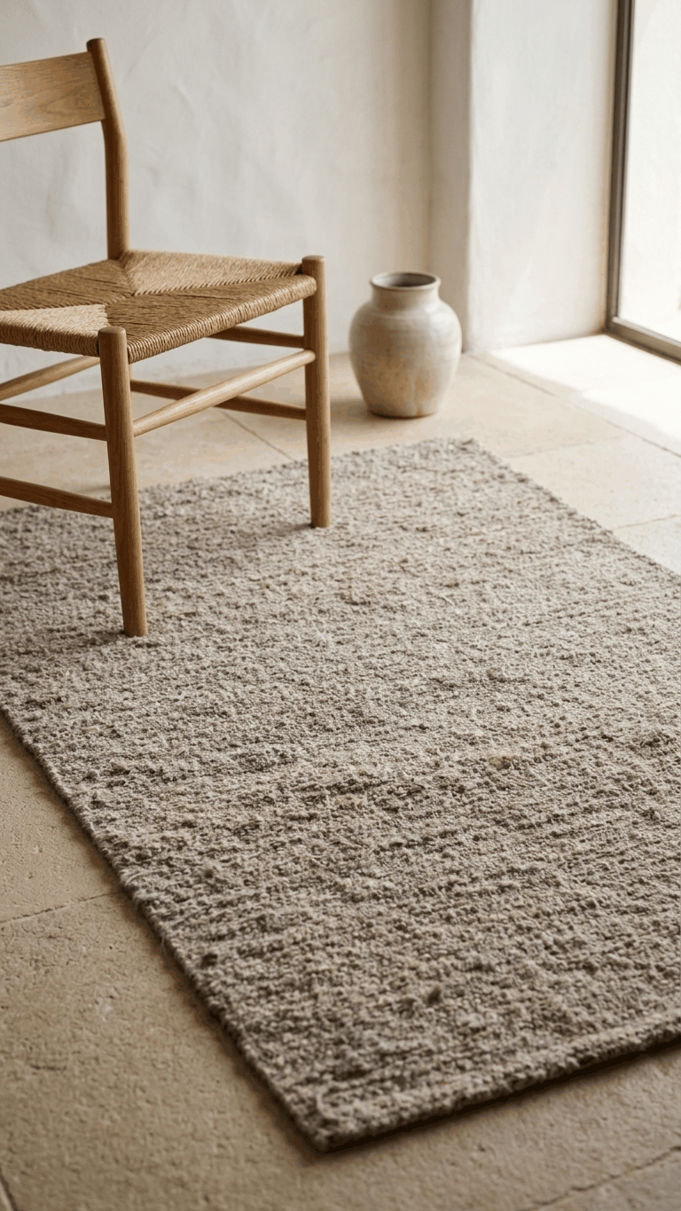 Tapete Mara Tingida artesanal em algodão 100% fabricado em Portugal com técnica tradicional de tecelagem e materiais reaproveitados