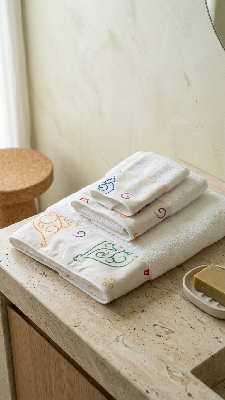 Conjunto de Toalhas de Banho Pequenos Corações