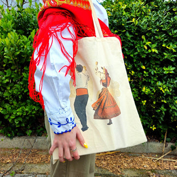 Tote bag estampado 100% algodão da coleção Melânia Gomes fabricado em Portugal